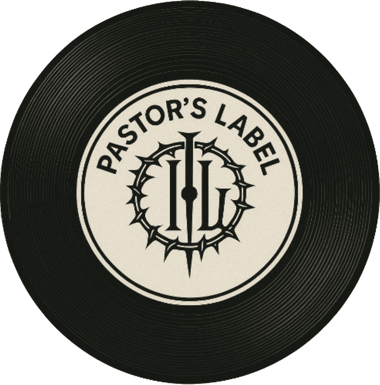 A circular logo with the text 'PASTOR'S LABEL' and a crown of thorns symbol.